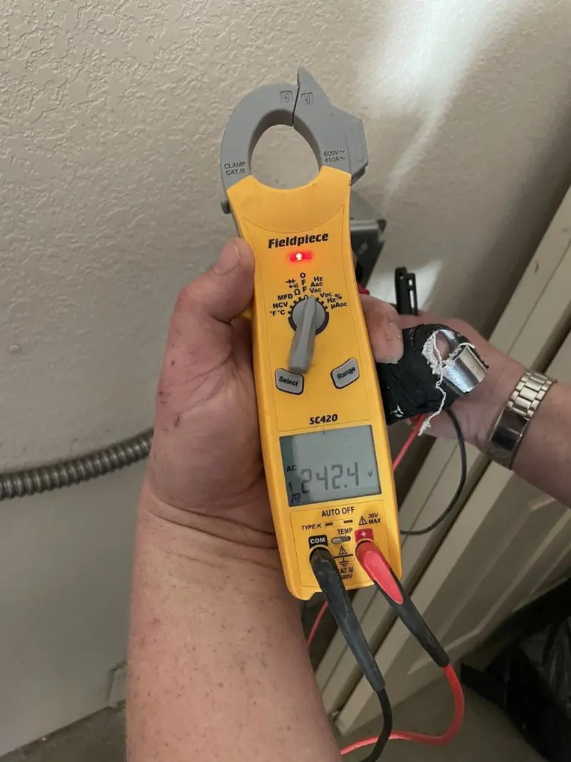 Voltage testing with clamp meter during Generator Installation in Lucas Valley-Marinwood